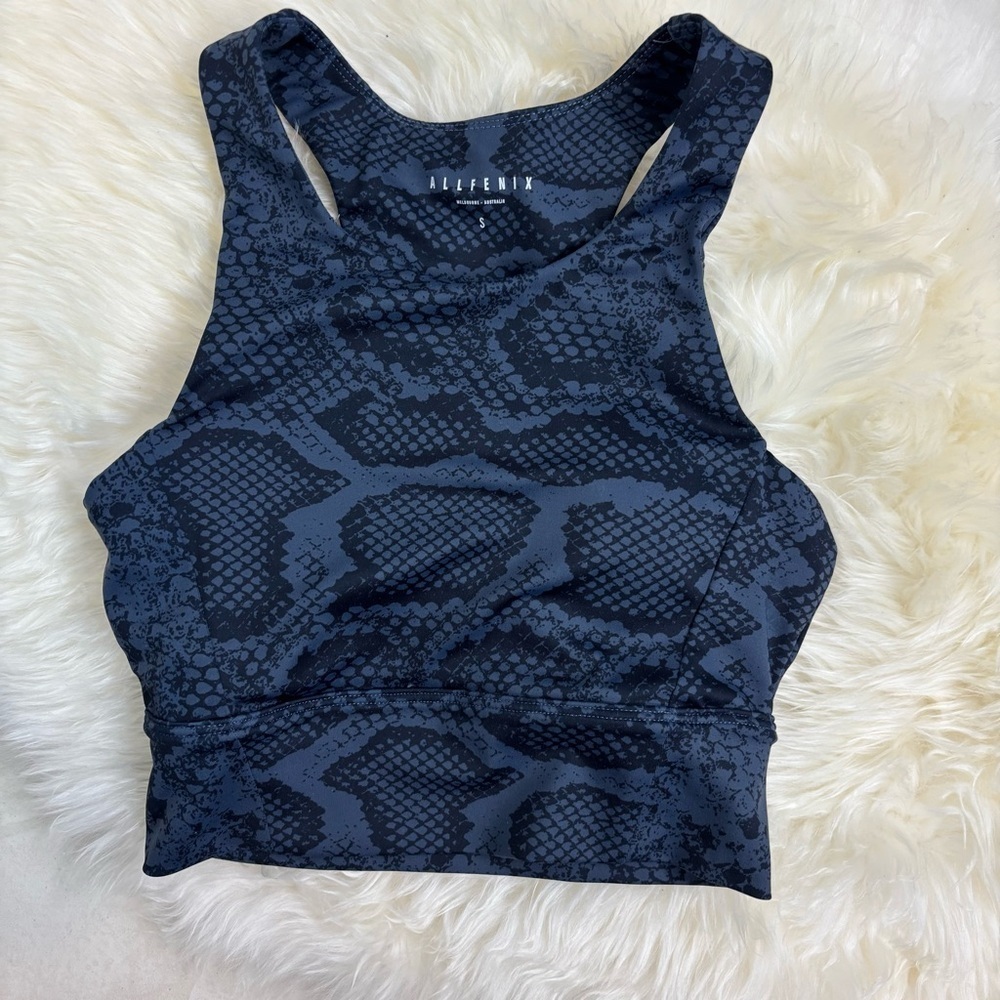 Allfenix Anthropologie Snake Print High Neck Indie Python Sports Bra